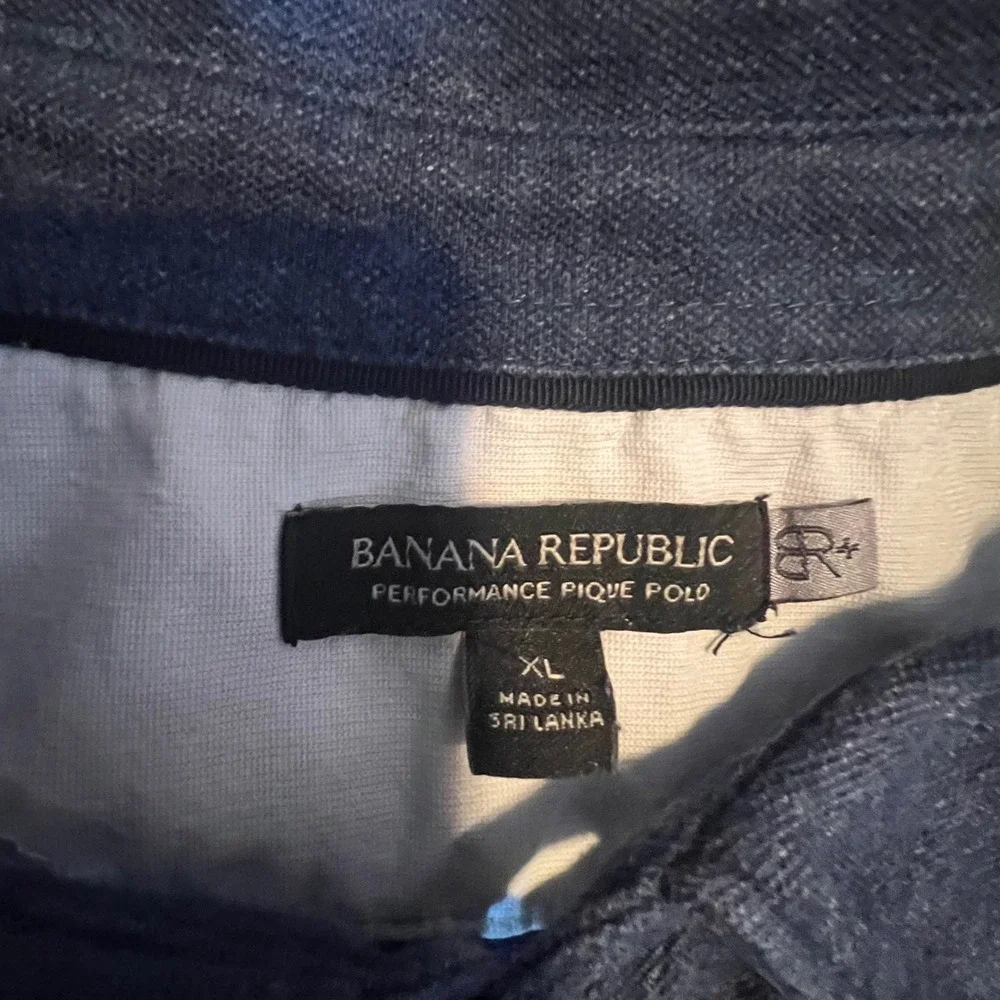 Banana Republic Men Performance Pique Polo Shirt Navy Blue‎ XL Short Sleeve